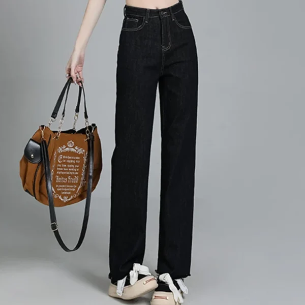 Female High Waisted Vintage Denim Straight Leg Jeans Girls Trashy Y2k 2000s Wide Leg Pants Women High Street Deep Blue Trousers - Image 3