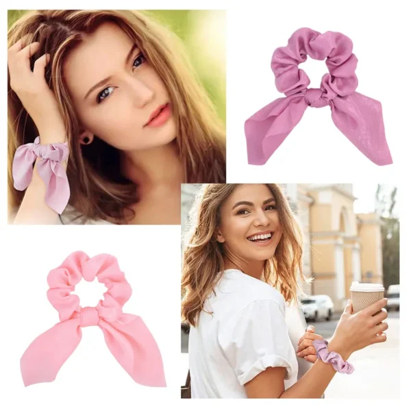 New Chiffon Bowknot Elastic Hair Bands For Women Girls Solid Color Scrunchies Headband Hair Ties Ponytail Holder Hair Accessorie - Image 6