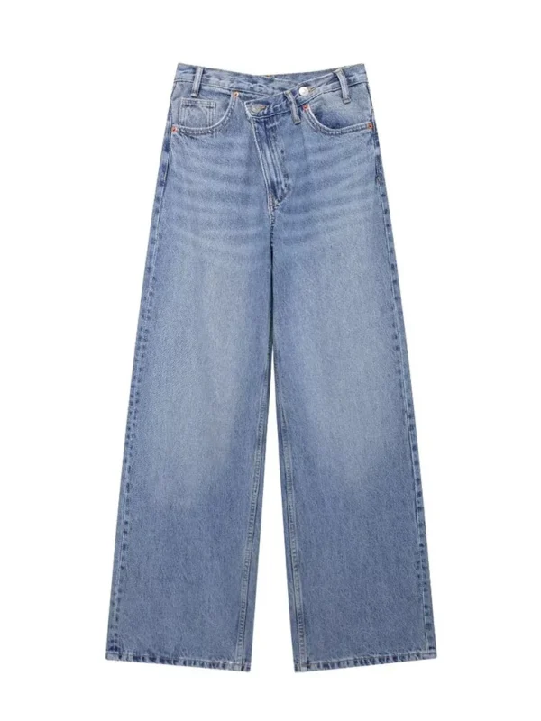 TFMLN Autumn Women Denim Jeans Causal Ladies Zipper Wide Leg Long Pants Vintage Pockets Loose Streetwear Baggy Chic Trousers - Image 5