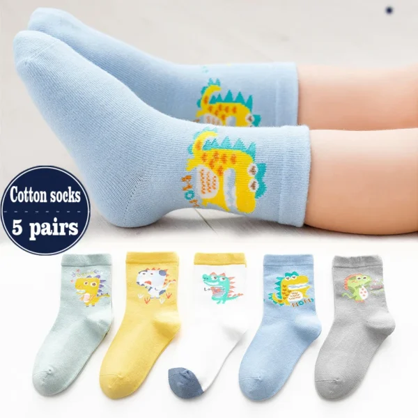 5Pair/bag New Children Cute Cartoon Soft Socks Kids Spider Man Fashion Medium tube socks Boys Girls cotton socks 1-12Years - Image 3