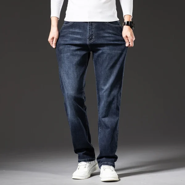 Classic Loose Straight Men's Jeans 2024 Autumn New Business Casual Stretch Cotton Denim Pants Plus Size Trousers 42 44 46 - Image 4