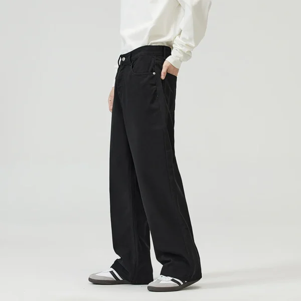 100％ Cotton Men's Baggy Straight Jeans Comfortable Soft Casual Pants Fashion Korean White Brown Denim Trousers Male Clothing - Image 5